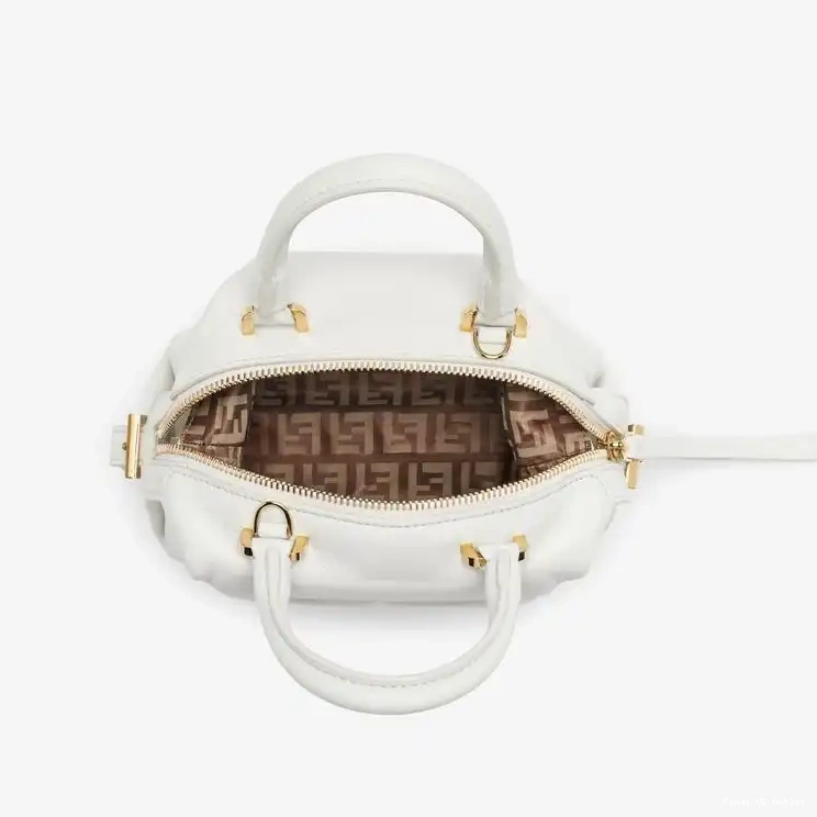 Vintage HOT In Mini Nappa Leather Cube FF Bag White Fendi 0508